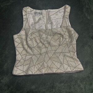 Vintage Kay Unger Beaded Square neck sleeveless blouse size 12